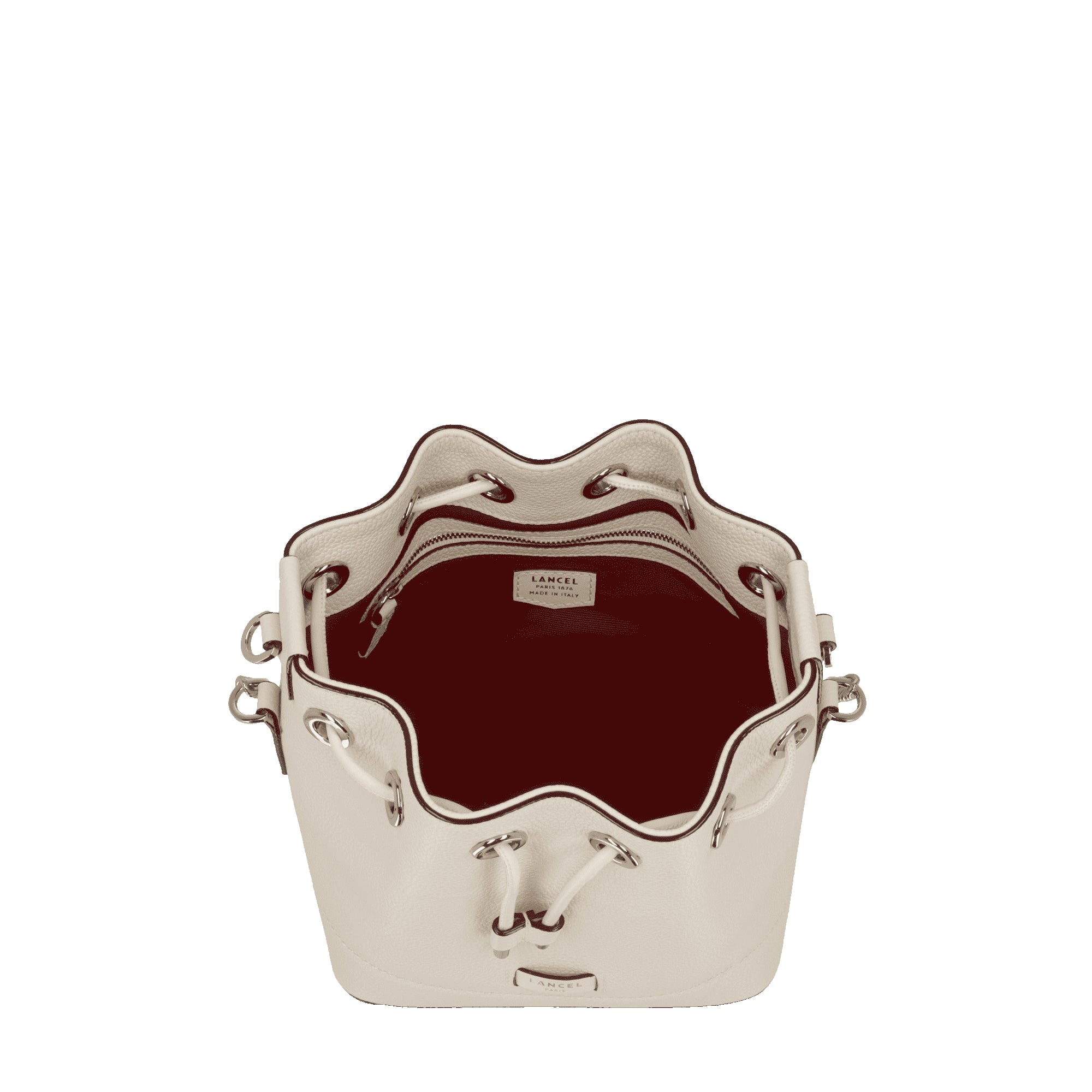 Sac seau S Ninon en cuir grainé - Neige