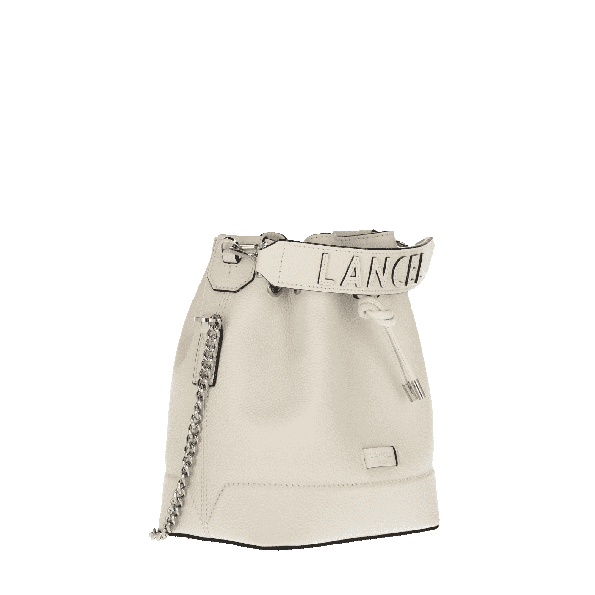 Petit sac seau Ninon en cuir grainé - Neige