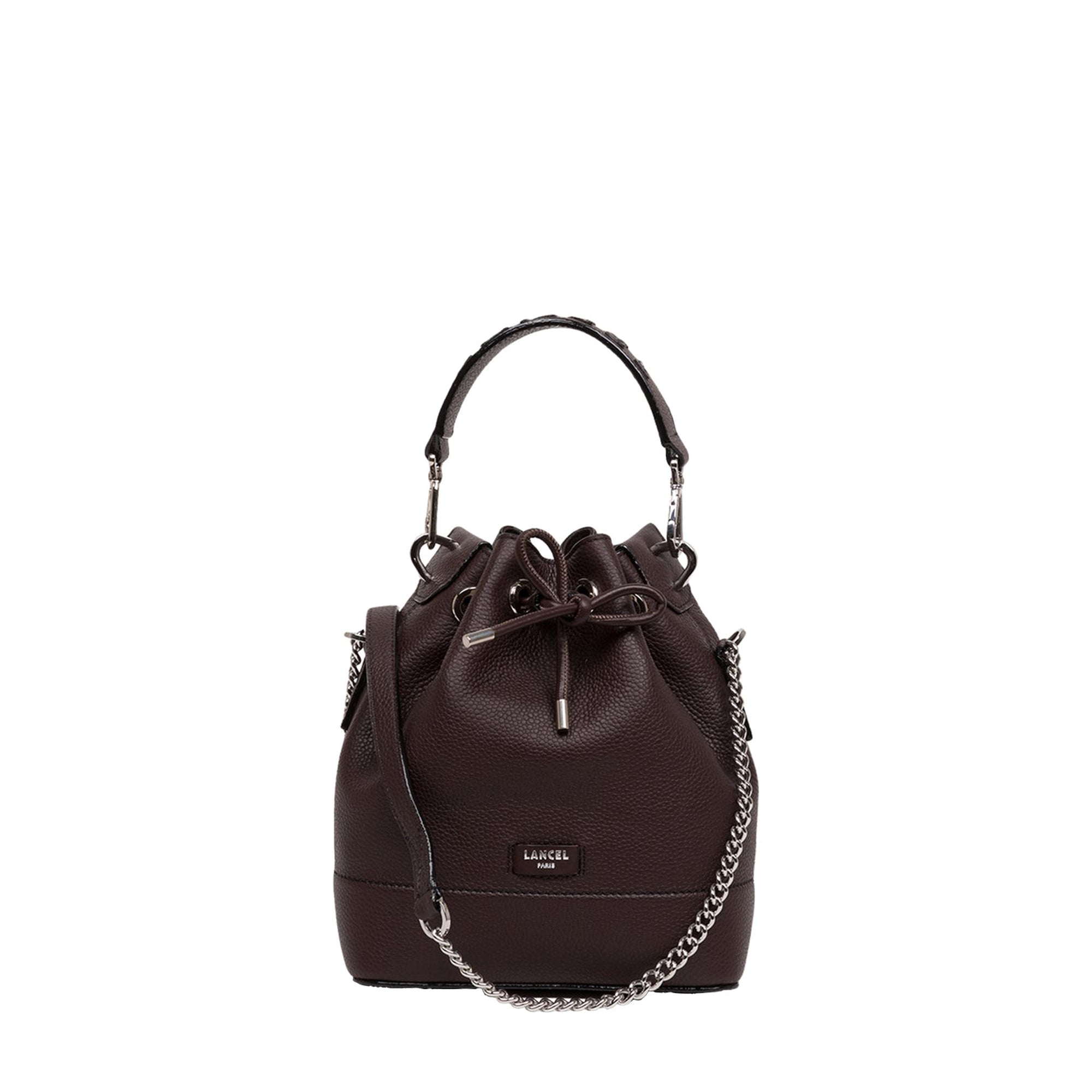 Sac seau S Ninon en cuir grainé - Chocolat