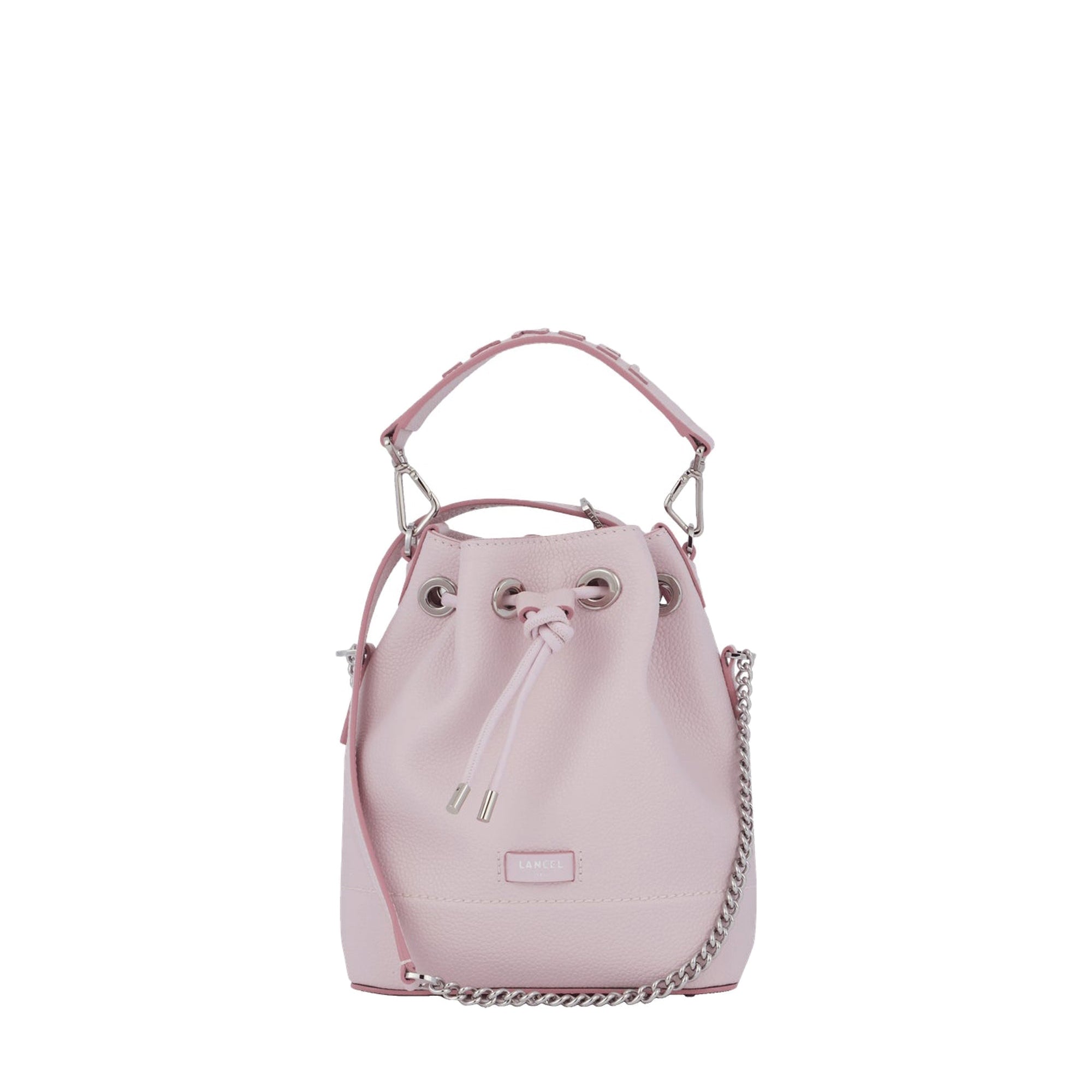 Sac seau S Ninon en cuir grainé - Rose dragée