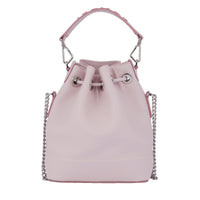 Sac seau S Ninon en cuir grainé - Rose dragée