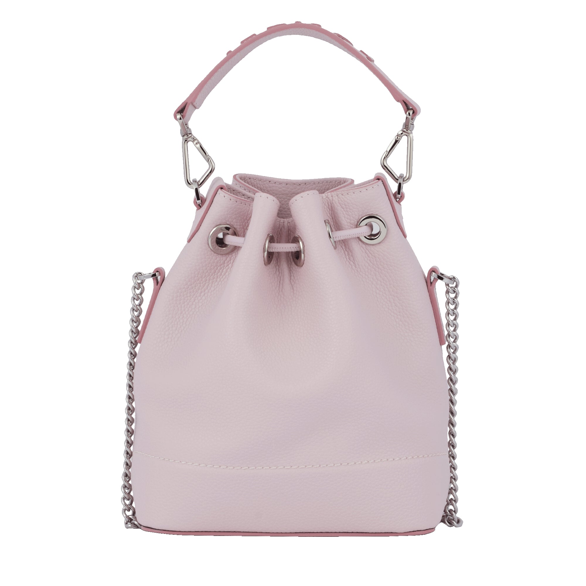 Sac seau S Ninon en cuir grainé - Rose dragée