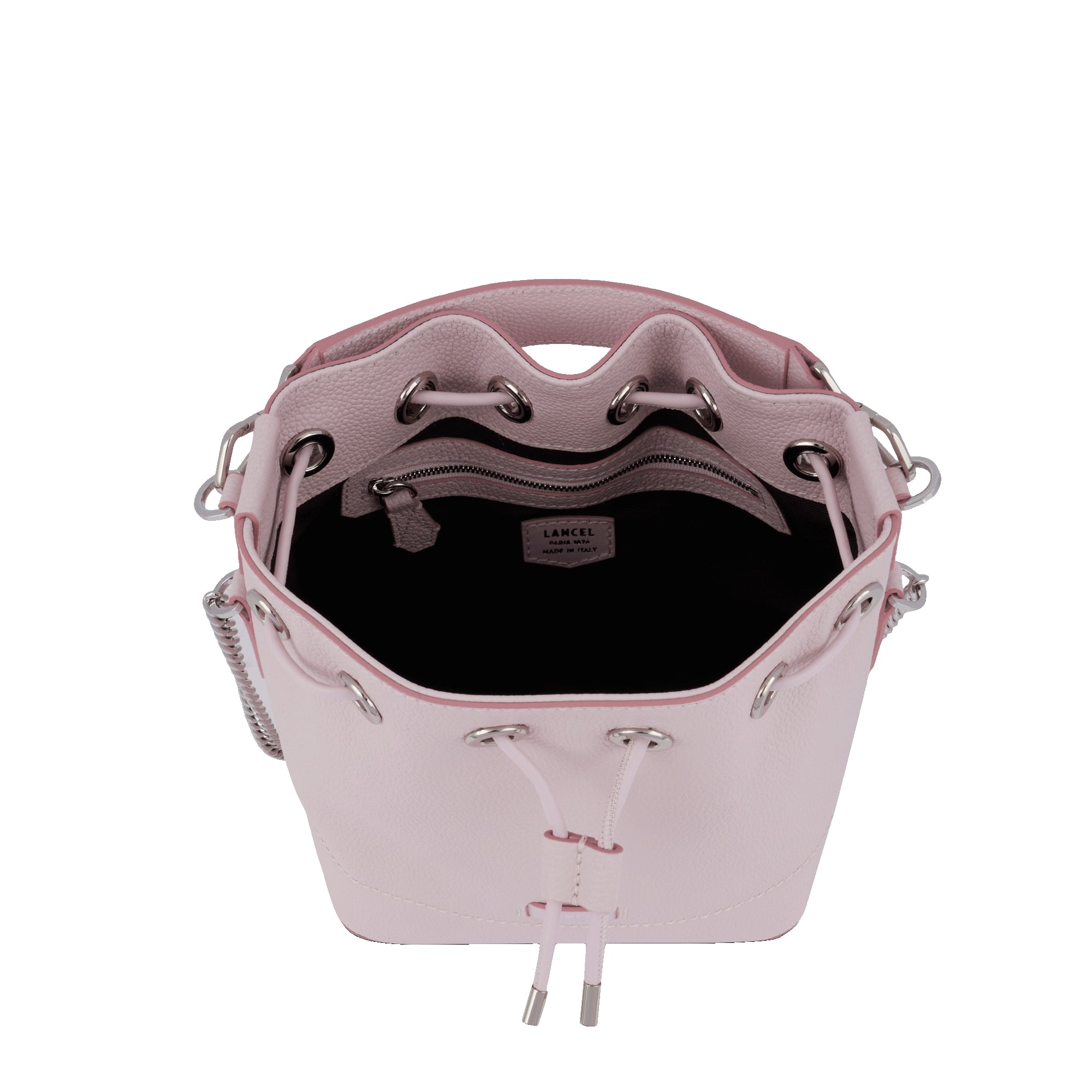 Sac seau S Ninon en cuir grainé - Rose dragée