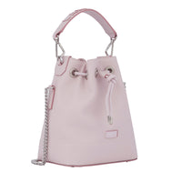 Sac seau S Ninon en cuir grainé - Rose dragée