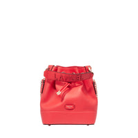 Petit sac seau Ninon en cuir grainé - Rouge Baiser