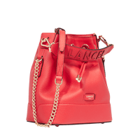 Petit sac seau Ninon en cuir grainé - Rouge Baiser