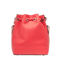 Petit sac seau Ninon en cuir grainé - Rouge Baiser