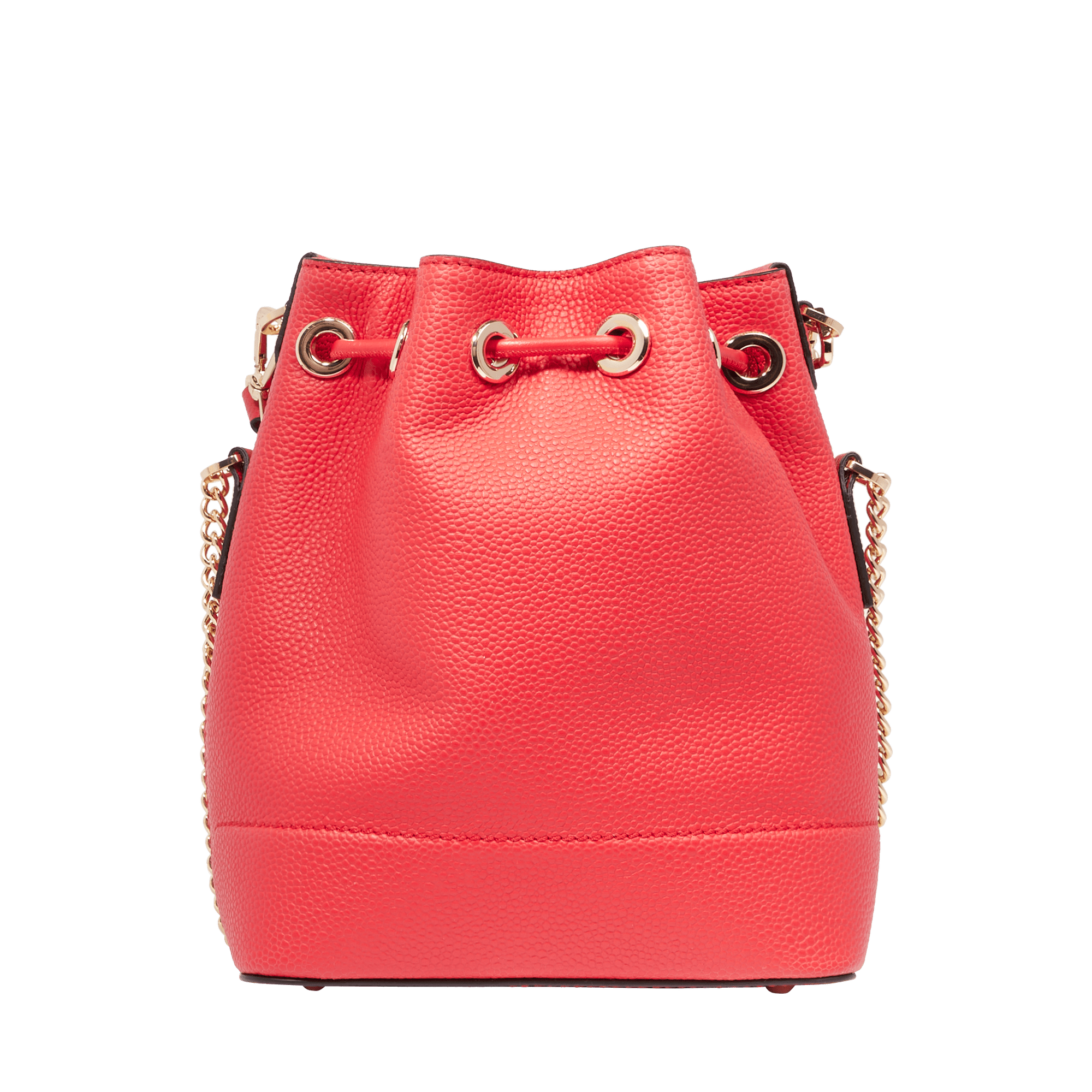 Petit sac seau Ninon en cuir grainé - Rouge Baiser