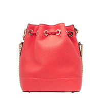 Petit sac seau Ninon en cuir grainé - Rouge Baiser