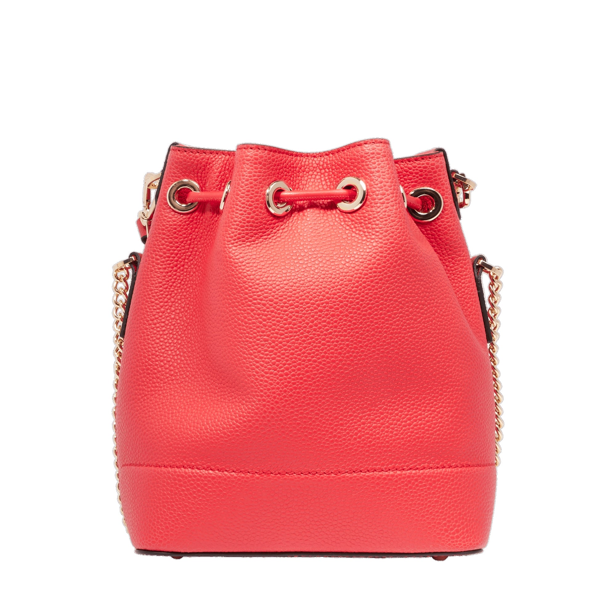 Petit sac seau Ninon en cuir grainé - Rouge Baiser