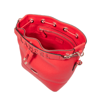 Petit sac seau Ninon en cuir grainé - Rouge Baiser