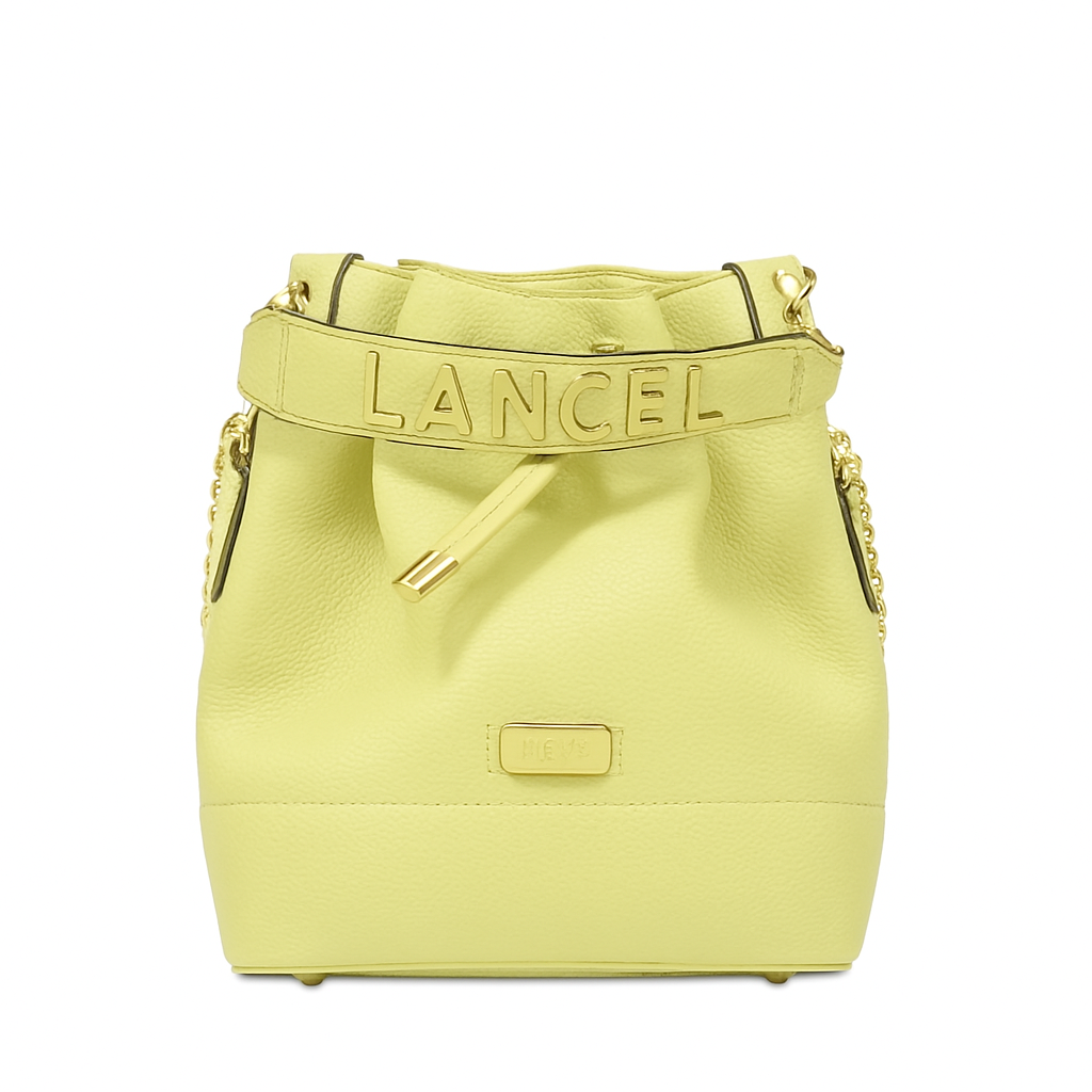 Petit sac seau Ninon en cuir grainé - Citron Vert