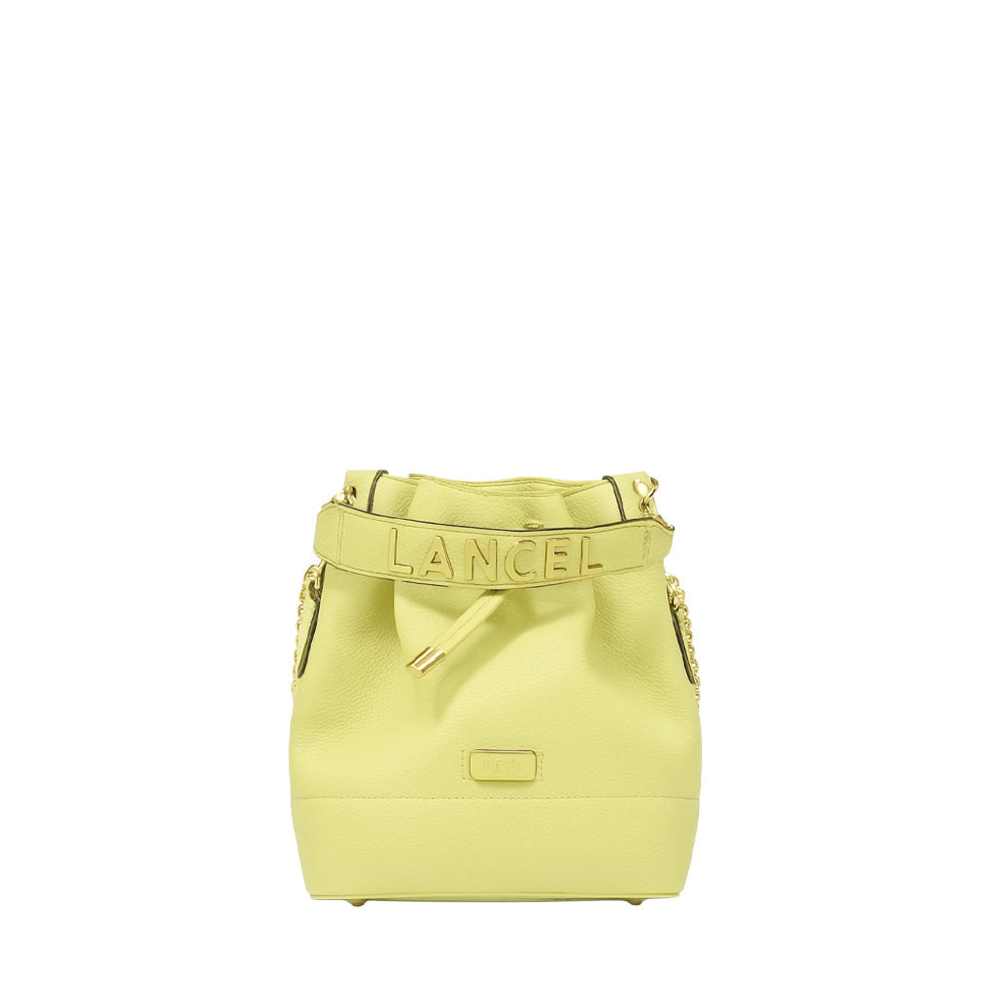 Petit sac seau Ninon en cuir grainé - Citron Vert