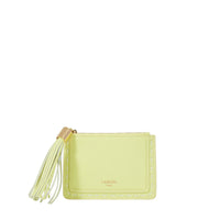 L Premier Flirt zipped card case in grained leather - Lime