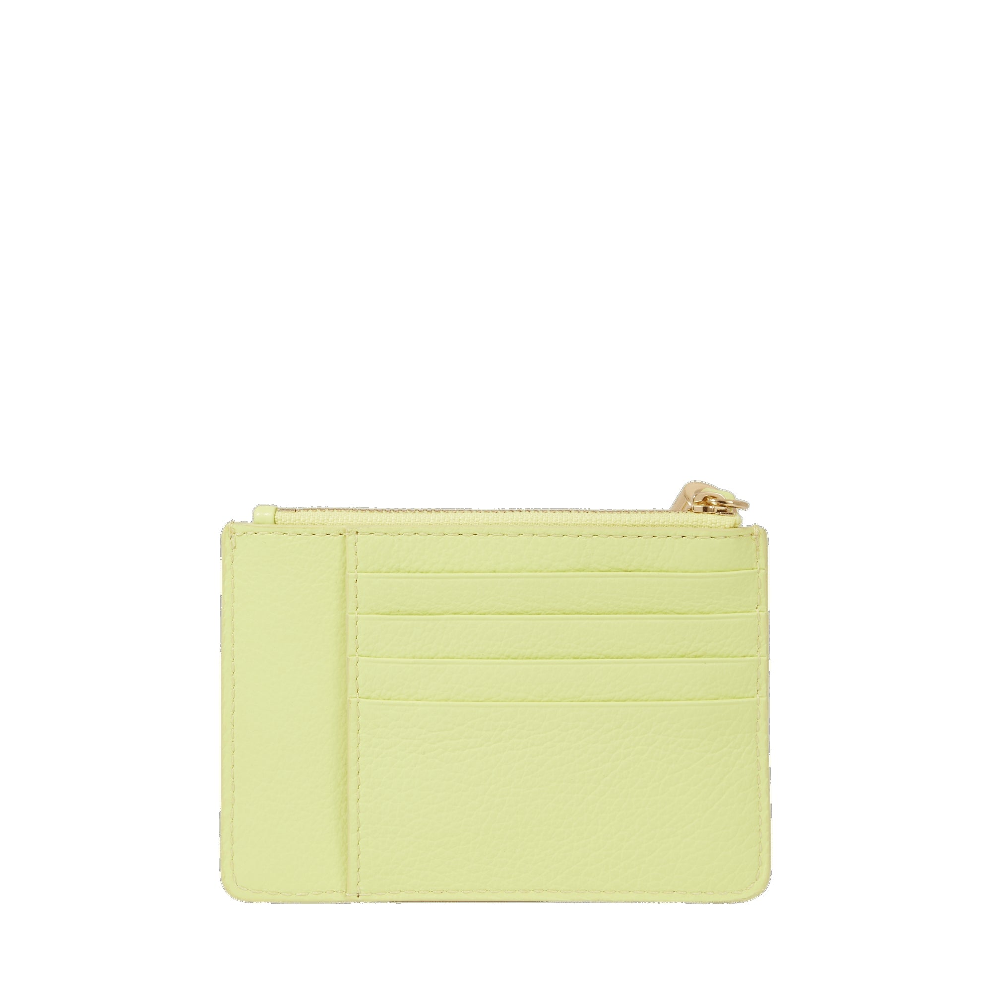 L Premier Flirt zipped card case in grained leather - Lime