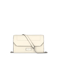 Portefeuille chaîne Ninon en cuir grainé - Neige