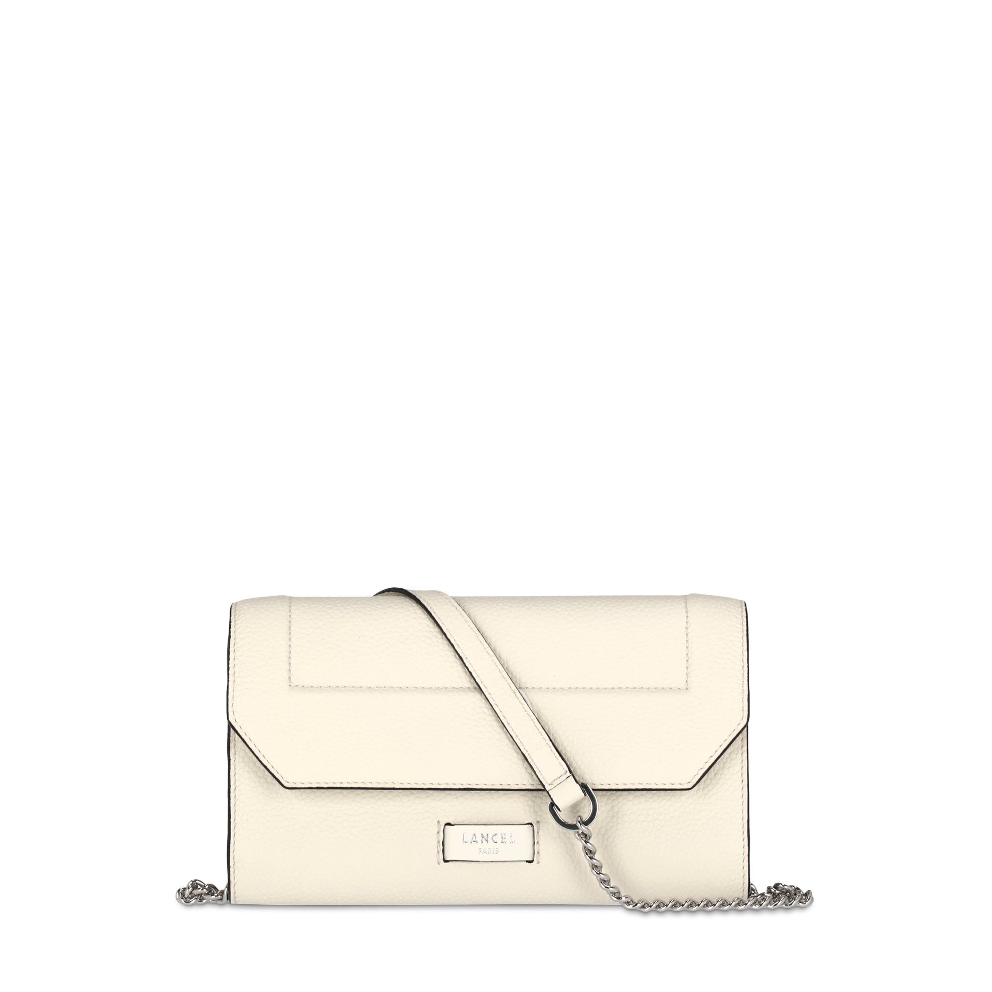 Portefeuille chaîne Ninon en cuir grainé - Neige