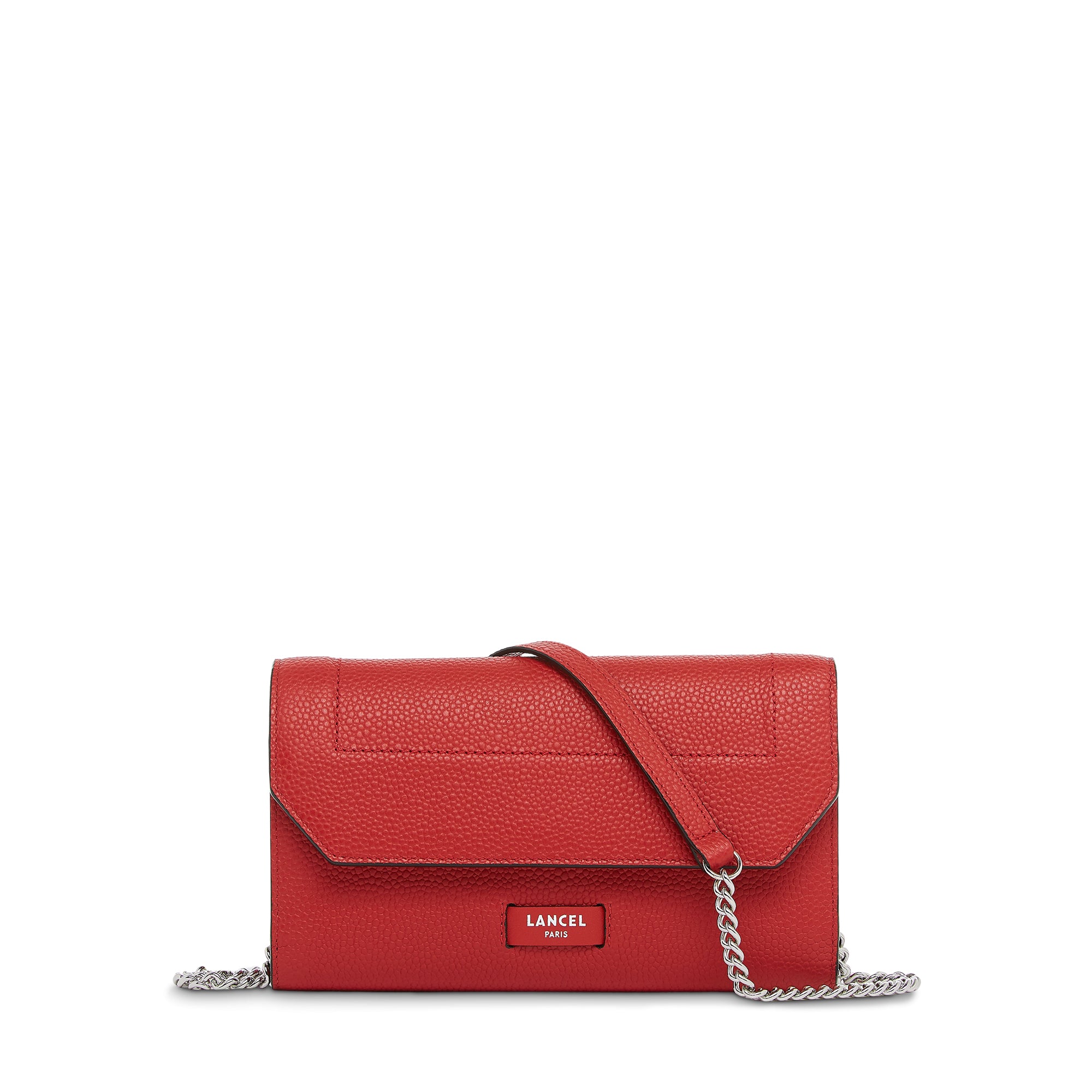 Portefeuille chaîne Ninon en cuir grainé - Rouge Lancel