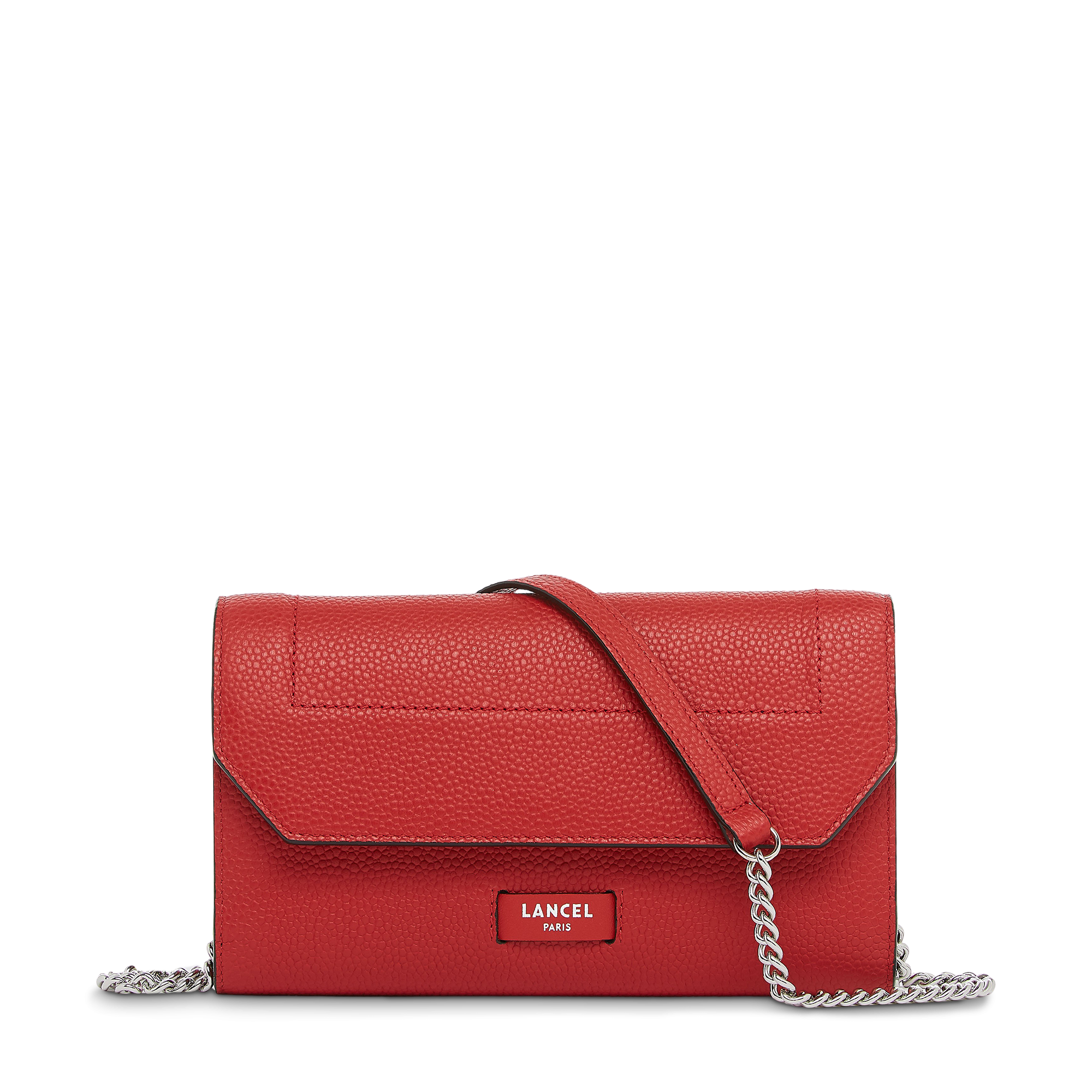 Portefeuille chaîne Ninon en cuir grainé - Rouge Lancel