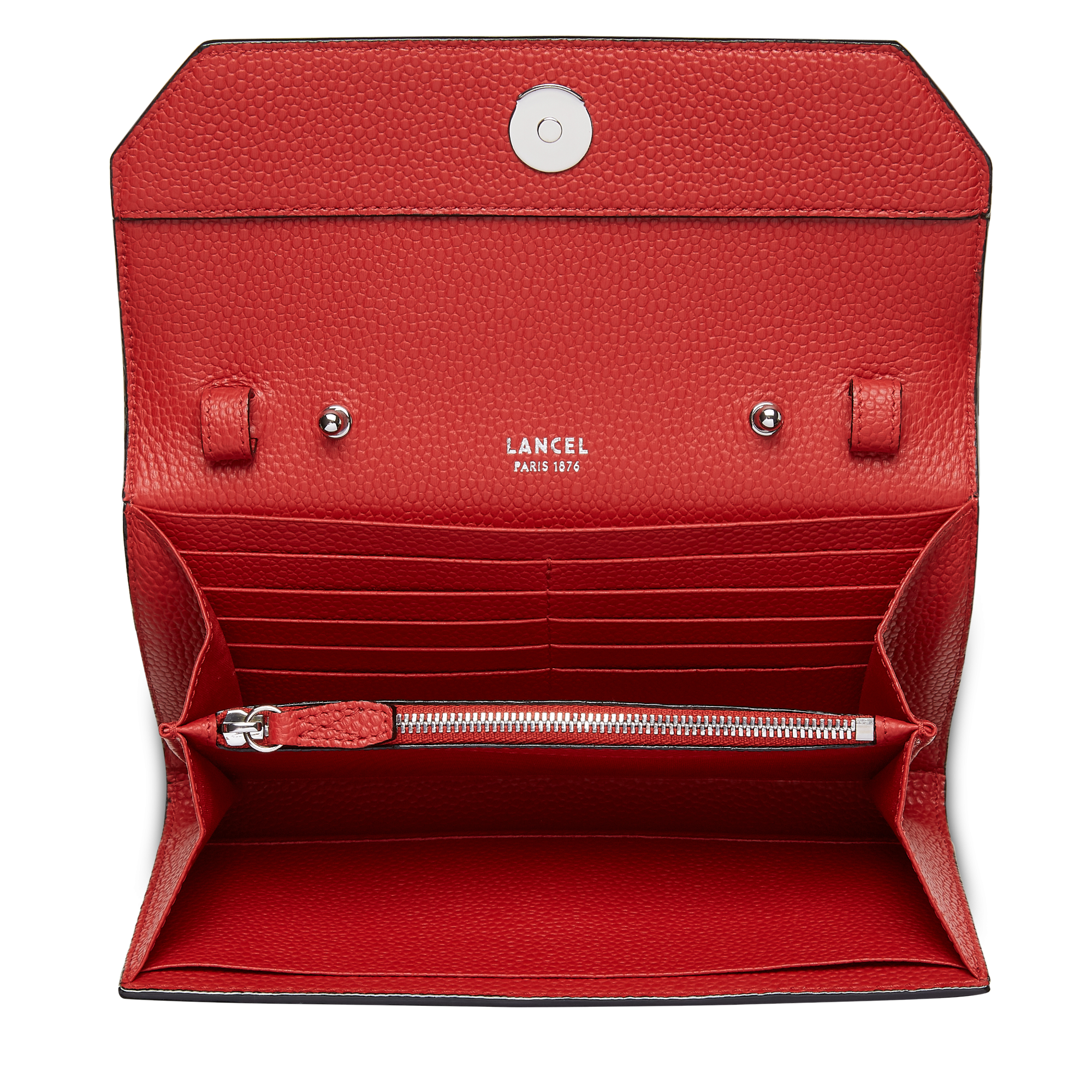 Portefeuille chaîne Ninon en cuir grainé - Rouge Lancel