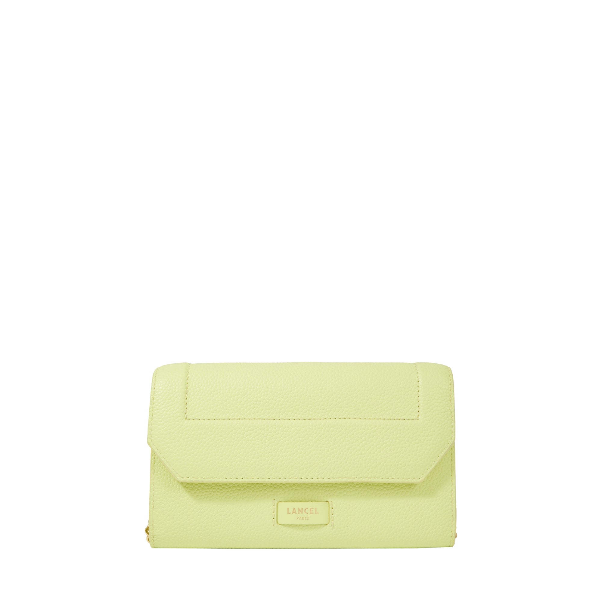 Portefeuille chaîne Ninon en cuir grainé - Citron Vert