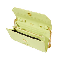 Portefeuille chaîne Ninon en cuir grainé - Citron Vert