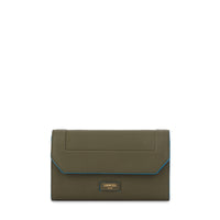 Portefeuille chaîne Ninon en cuir grainé - Kaki foncéoncé