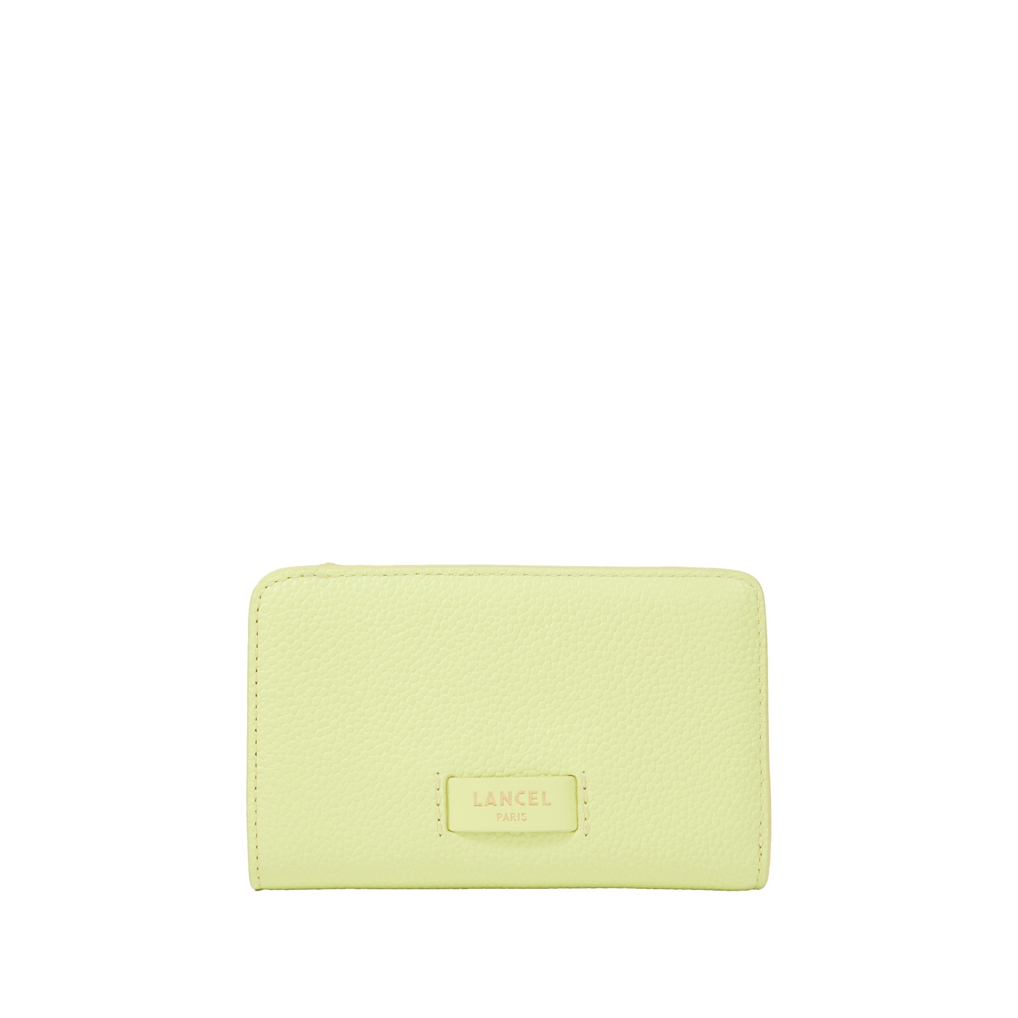 Portefeuille rectangulaire zip Ninon en cuir - Citron Vert