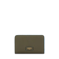Portefeuille rectangulaire zip Ninon en cuir grainé - Kaki foncéoncé