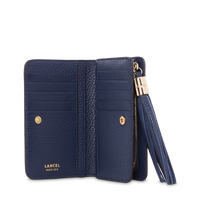 Portefeuille Premier Flirt zip en cuir grainé - Bleu pétrole