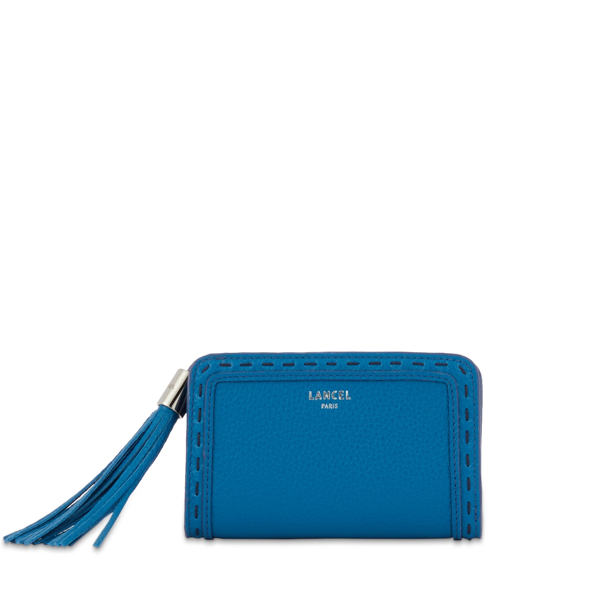 Portefeuille Premier Flirt zip en cuir grainé - Cobalt