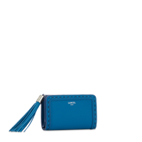 Portefeuille Premier Flirt zip en cuir grainé - Cobalt