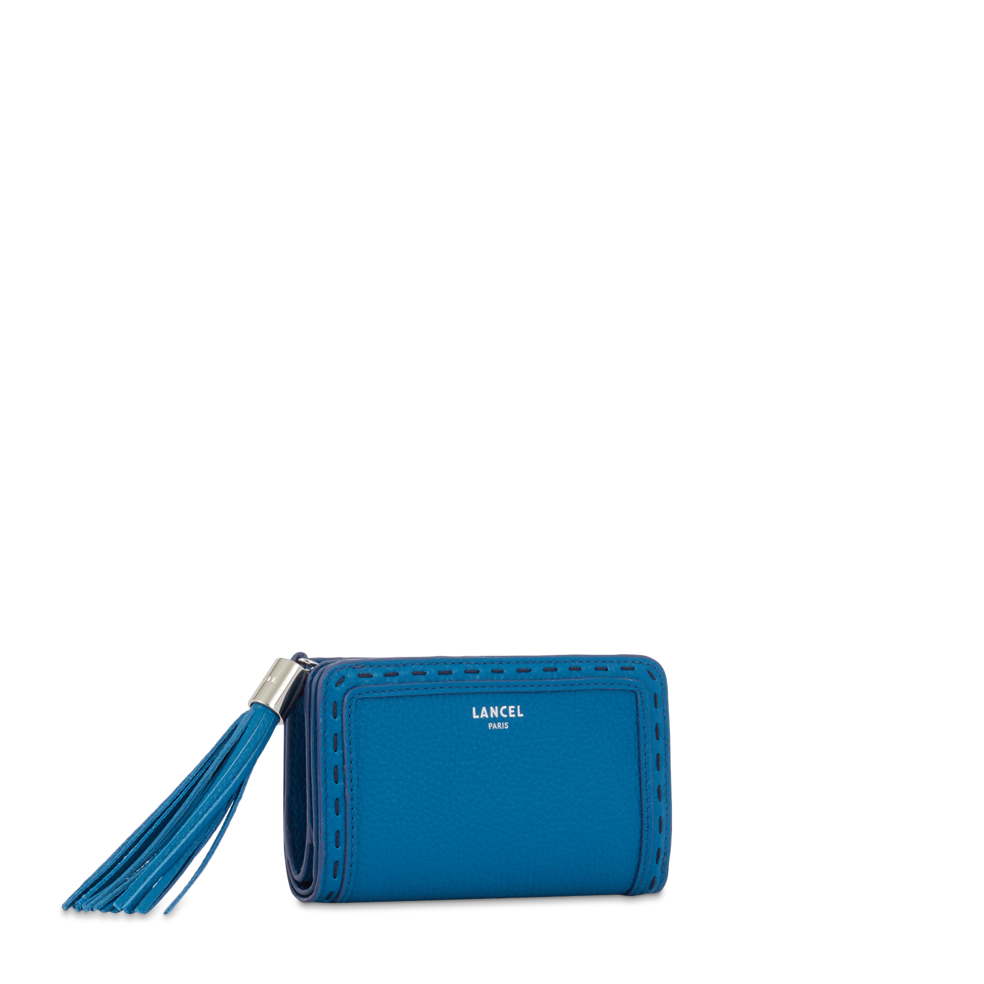 Portefeuille Premier Flirt zip en cuir grainé - Cobalt