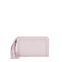 Portefeuille Premier Flirt zip en cuir grainé - Rose Dragee