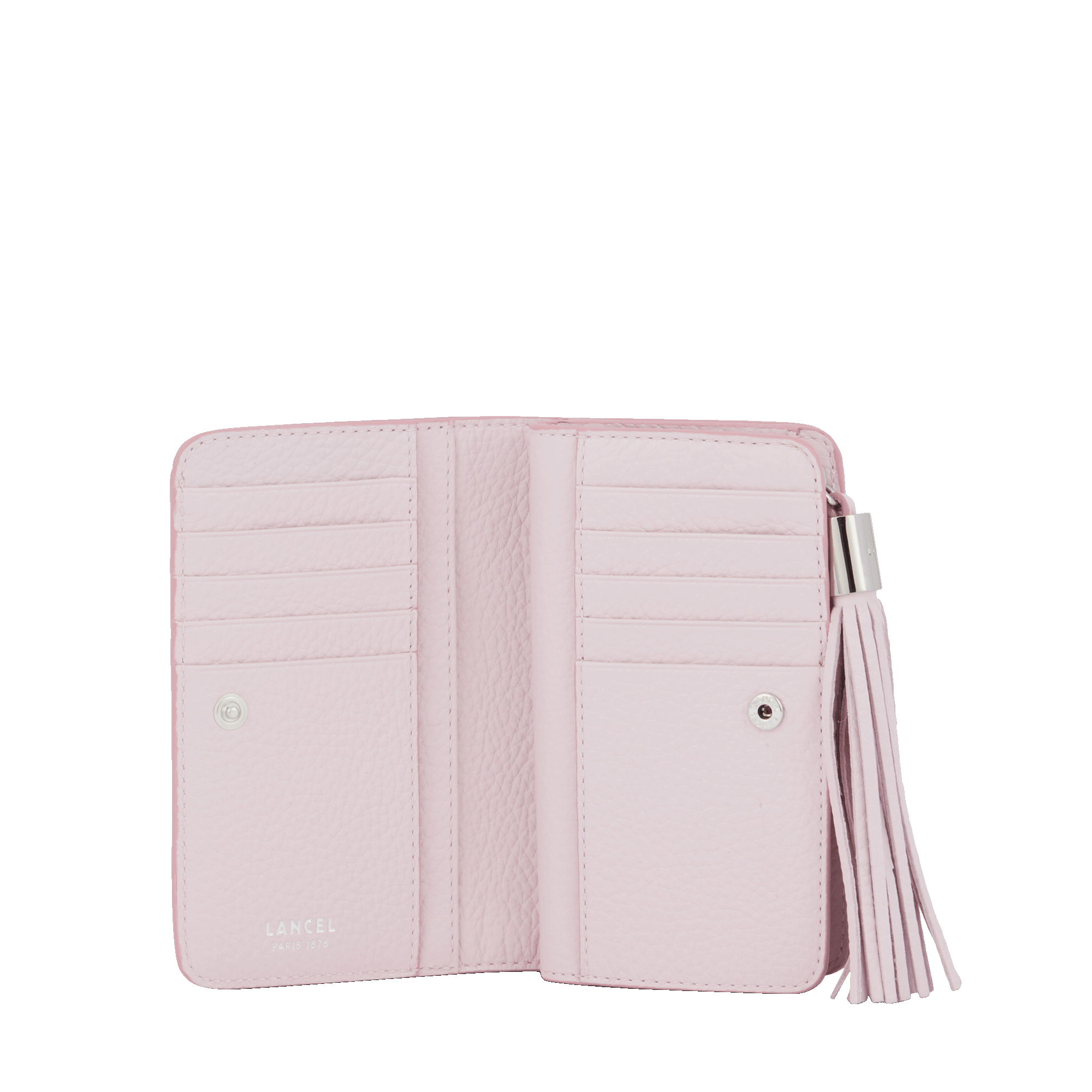Portefeuille Premier Flirt zip en cuir grainé - Rose Dragee