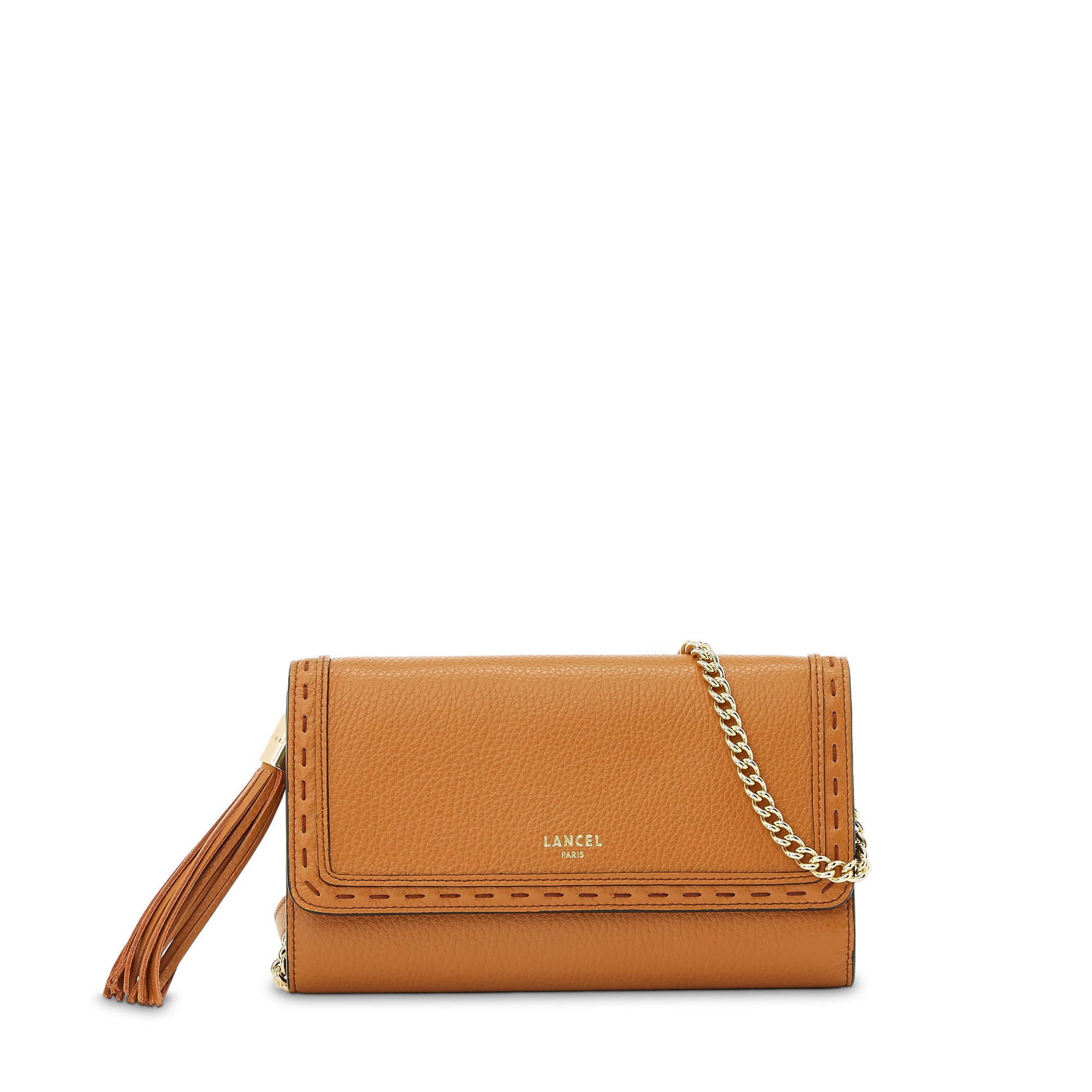 Portefeuille chaîne Premier Flirt en cuir grainé - Camel