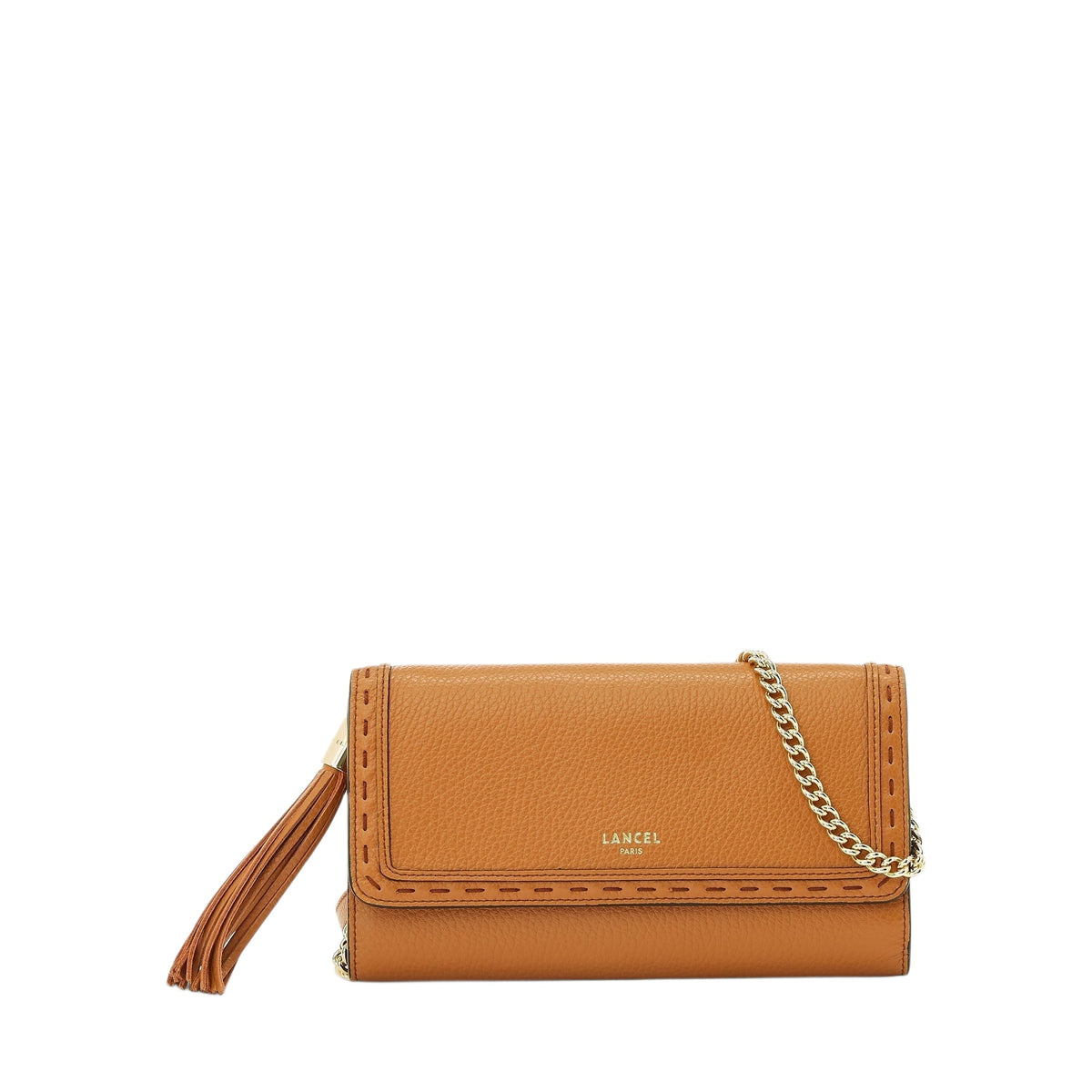 Premier Flirt grained leather chain-strap clutch bag - Camel