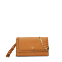 Portefeuille chaîne Premier Flirt en cuir grainé - Camel