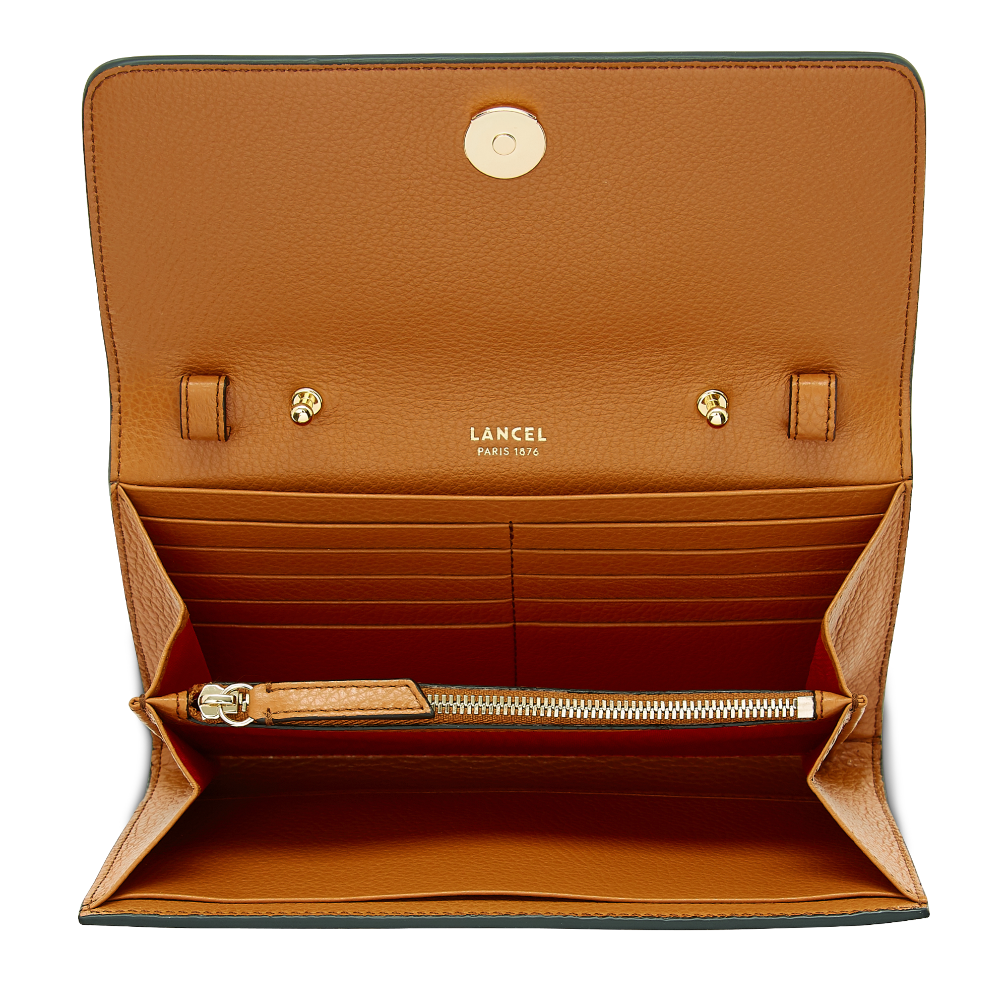 Portefeuille chaîne Premier Flirt en cuir grainé - Camel
