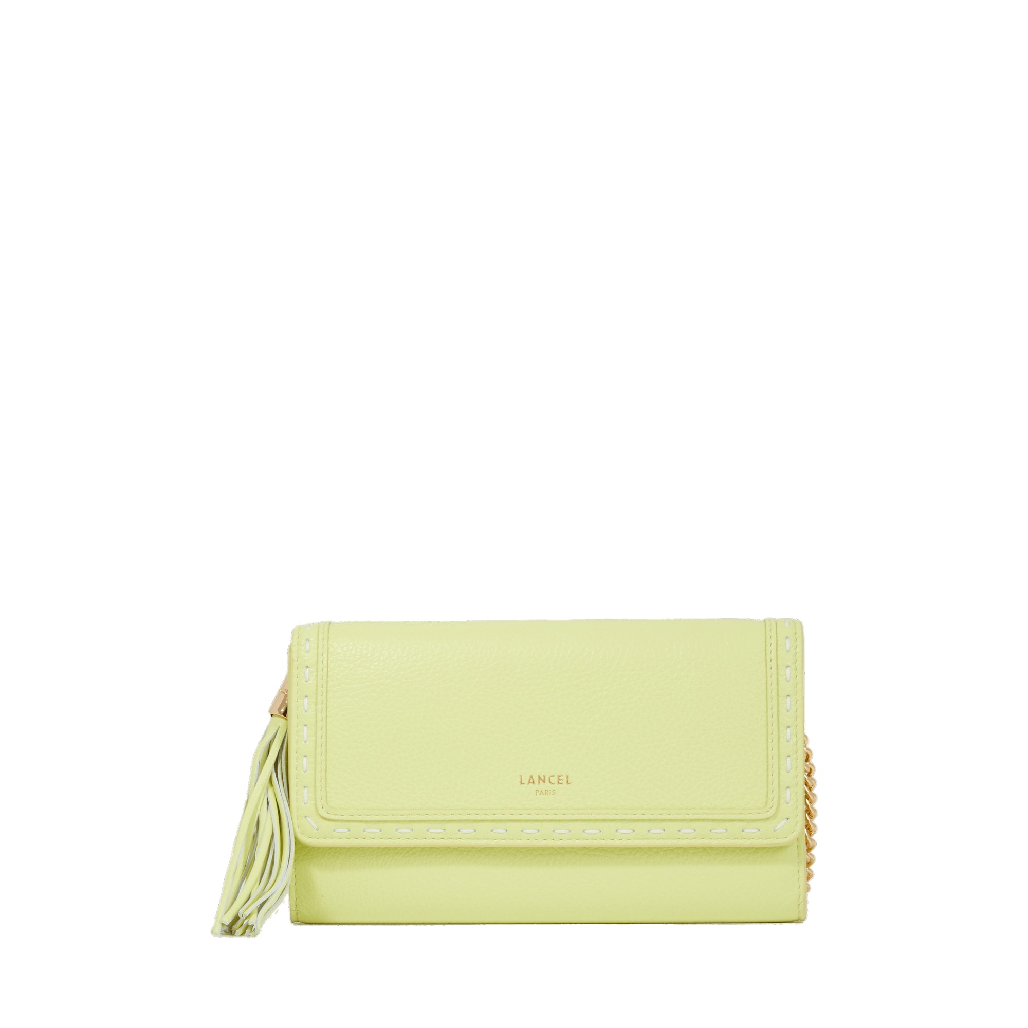 Portefeuille chaîne Premier Flirt en cuir grainé - Citron Vert