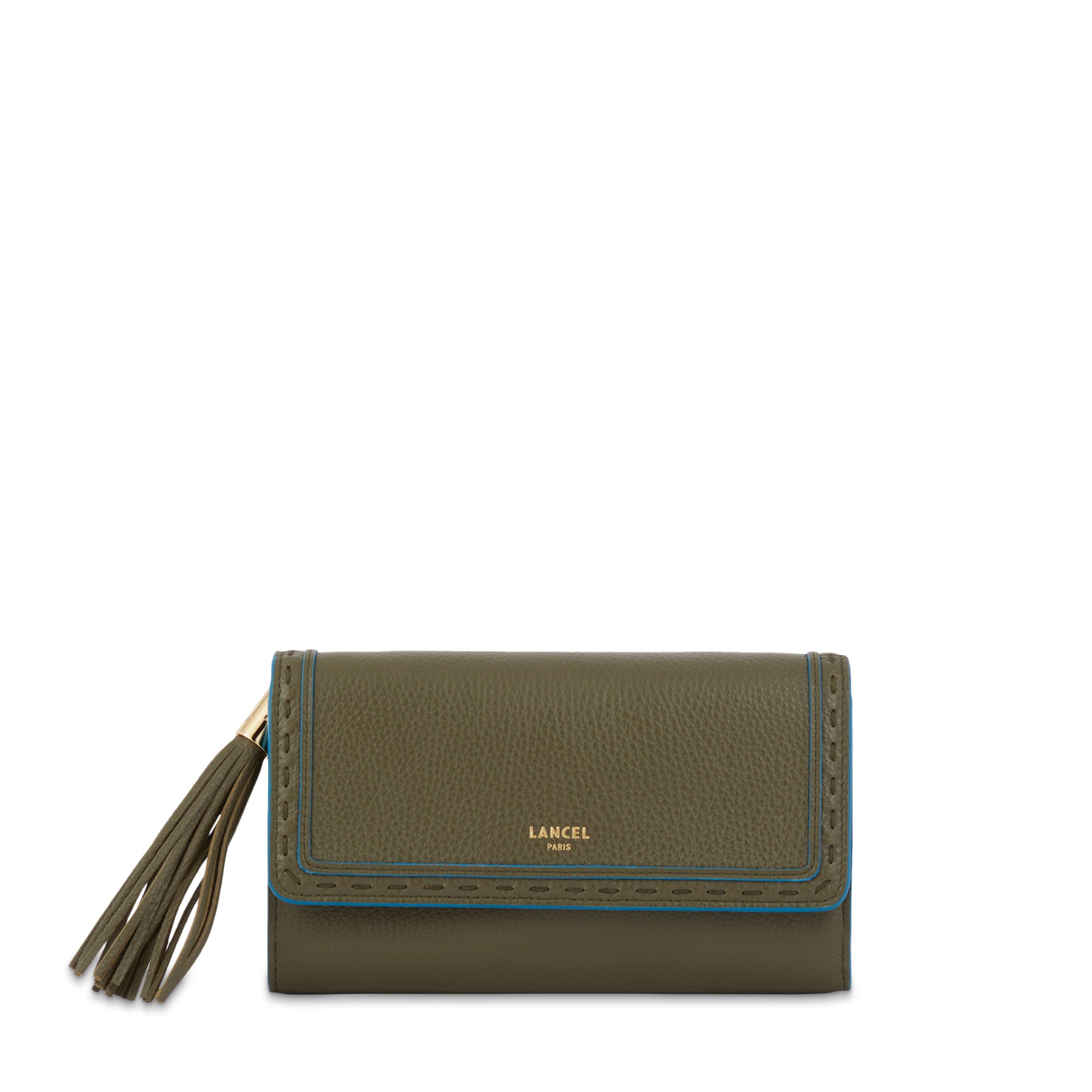 Portefeuille chaîne Premier Flirt en cuir grainé - Kaki foncéoncé