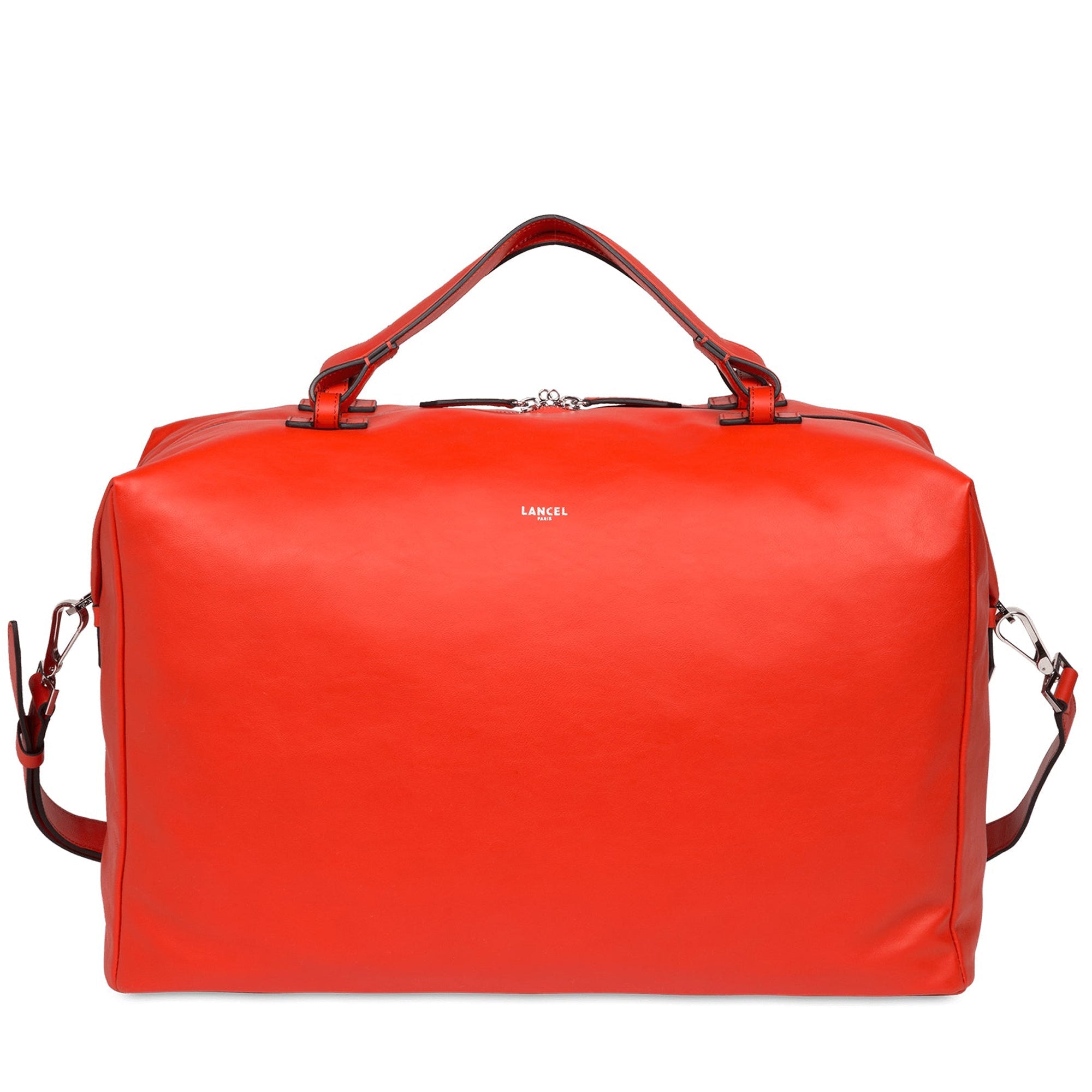 Sac de voyage Neo Pop en cuir lisse - Rouge Coquelicot