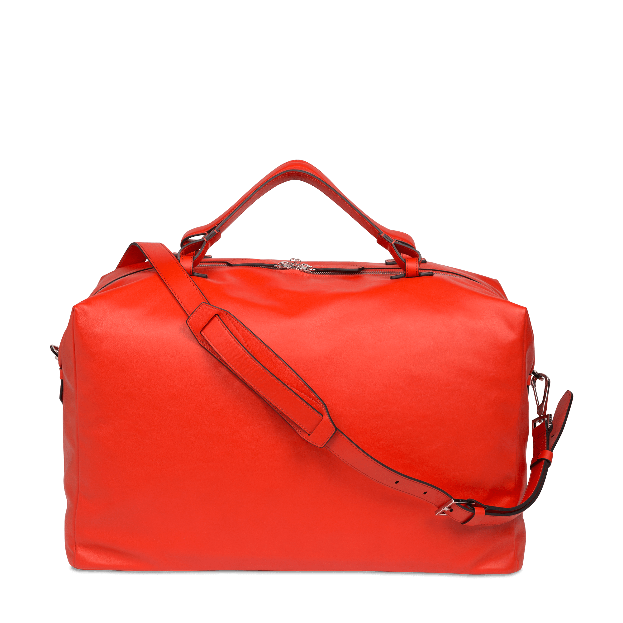 Sac de voyage Neo Pop en cuir lisse - Rouge Coquelicot