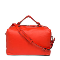 Neo Pop travel bag in smooth leather - Poppy Red