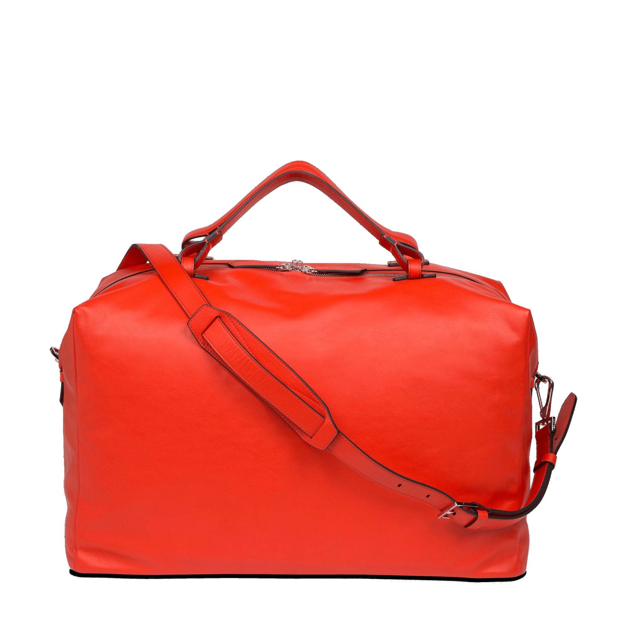 Neo Pop travel bag in smooth leather - Poppy Red