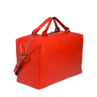 Sac de voyage Neo Pop en cuir lisse - Rouge Coquelicot