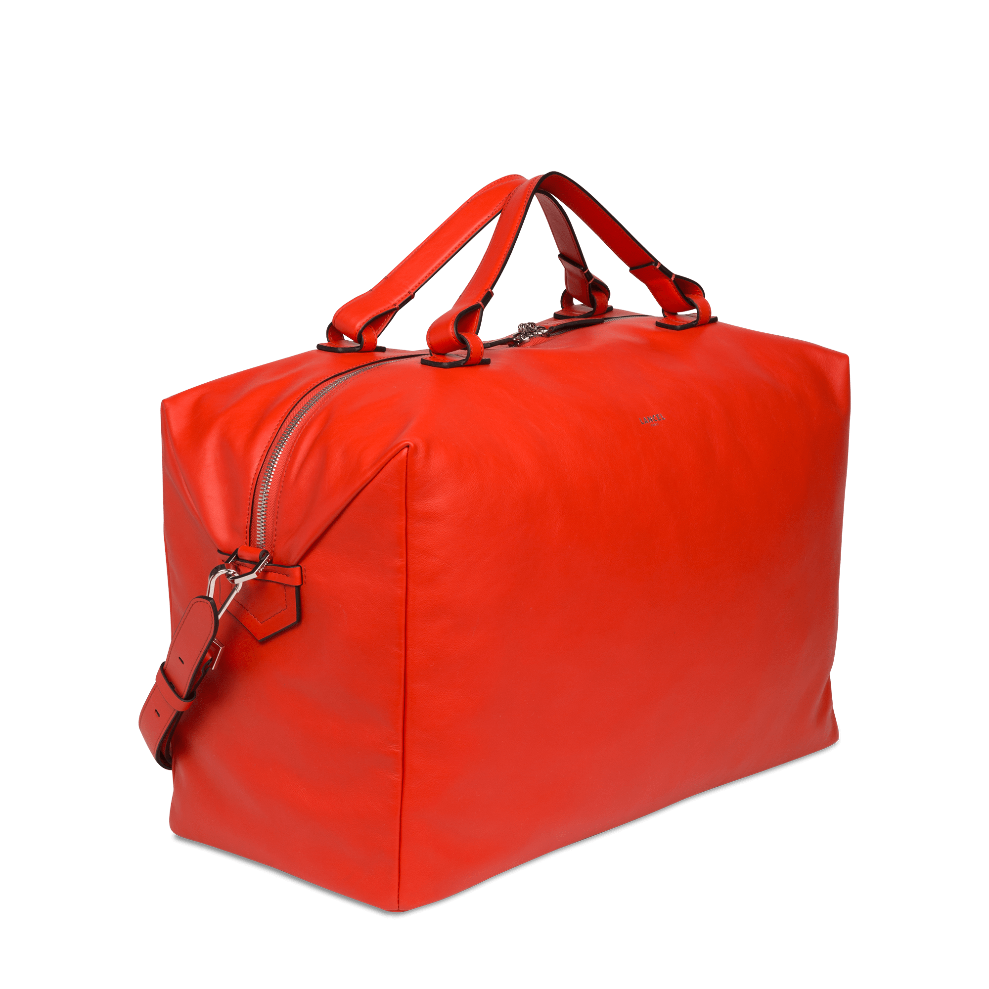 Sac de voyage Neo Pop en cuir lisse - Rouge Coquelicot