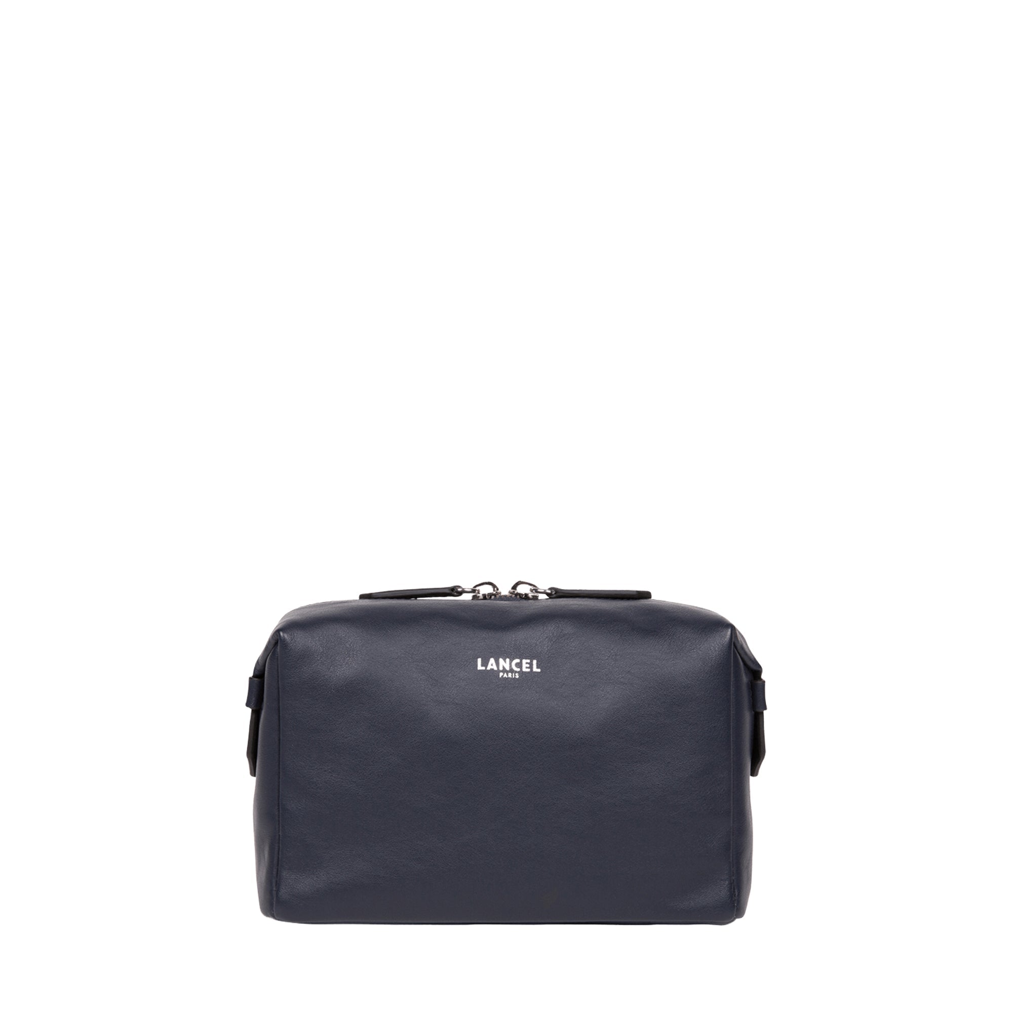 Trousse toilette M Néo Pop en cuir lisse - Bleu Marine