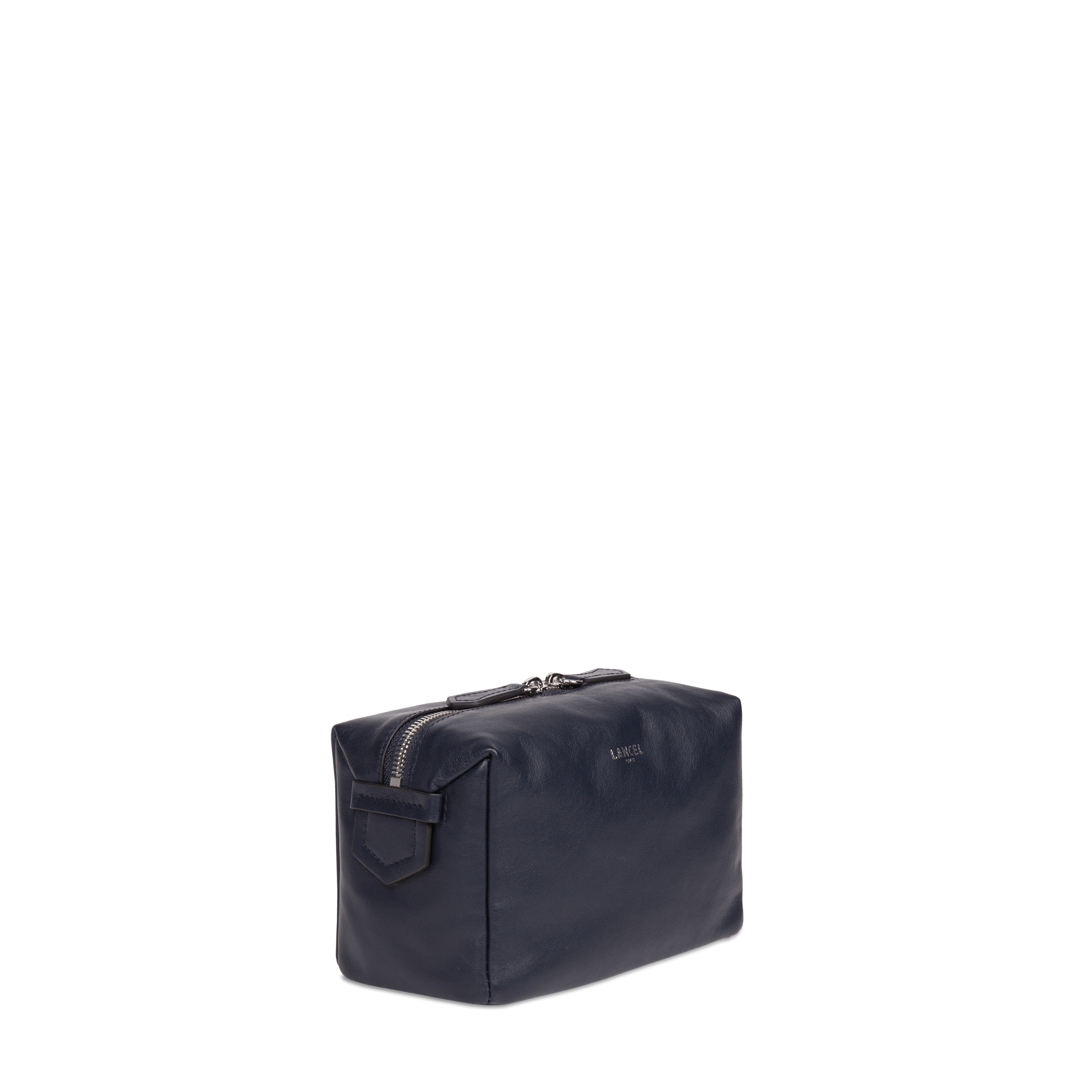 Trousse toilette Néo Pop M en cuir lisse - Bleu Marine