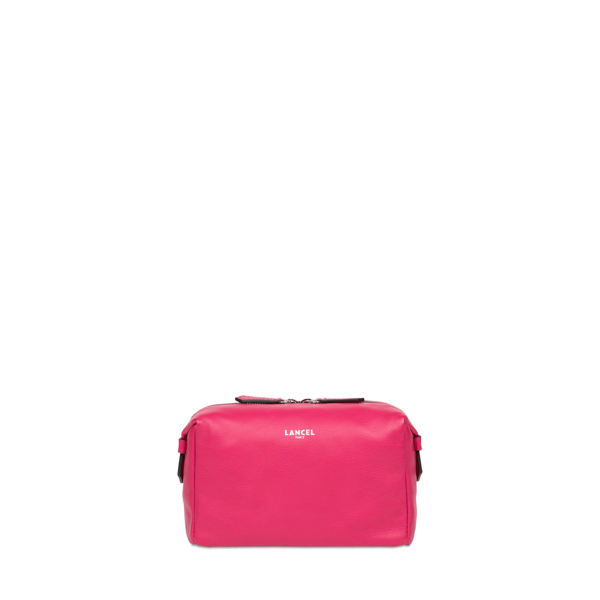 Trousse toilette Néo Pop M en cuir lisse - Fuchsia